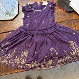 Harry Potter Biden Purple Dress with Gold HogWarts Design